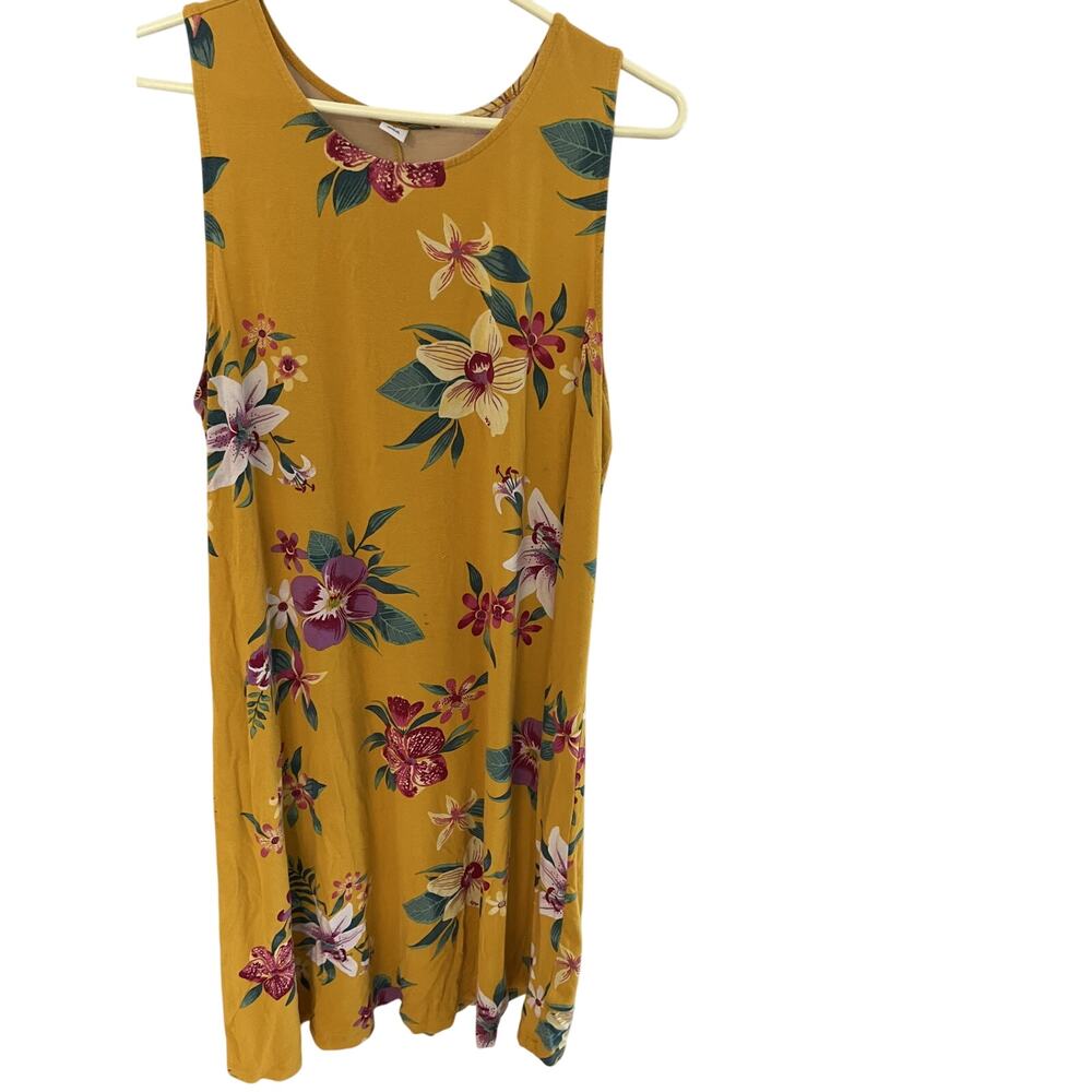 Old Navy Womens XL T Shirt Shift Dress Sleeveless Cover up Yellow Floral Beach